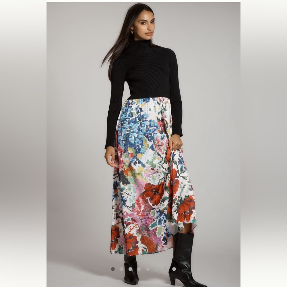 Anthropologie Black and Multicolor Twofer Dress